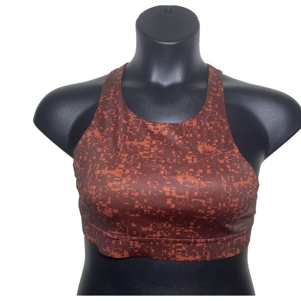 Brooks NWT 32C/D Drive 3 Pocket Run Bra Glitch Print Copper Compression Wicking - Picture 10 of 10